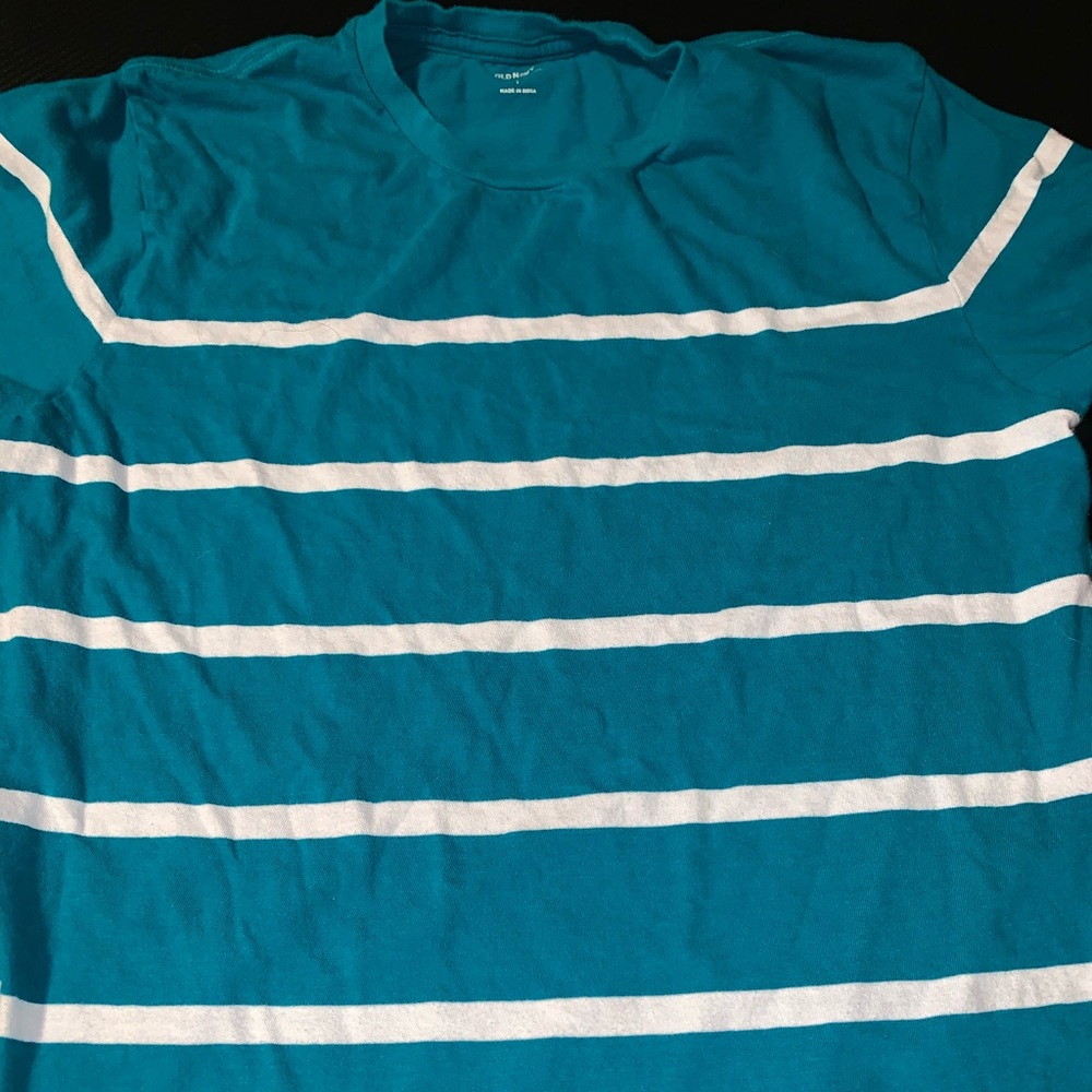 Teal colored striped short sleeved tee EUC
